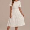 White Hollow Short Sleeve Round Neck Cotton Maxi Dress -LILA Clothing Shop 255 1