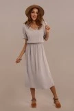 Short Sleeve V Neck Gathered Elastic Waist Rayon Maxi Dress 6 Short Sleeve V Neck Gathered Elastic Waist Rayon Maxi Dress - Image 4
