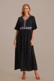 Black Half Sleeve V Neck Maxi Dress