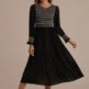 Black Long Sleeve Round Neck Stripe Shirring Midi Dress 1 Black Long Sleeve Round Neck Stripe Shirring Midi Dress -LILA Clothing Shop brl318 5 1