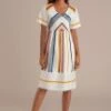 Stripe Short Sleeve Round Neck Midi Dress -LILA Clothing Shop brld0008 3 1 1