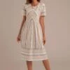 Simple Striped Short Sleeve Round Neck Midi Dress -LILA Clothing Shop brld0030 1