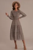Leopard Long Sleeve Round Neck Smocked Tiered Midi Dress 5 Leopard Long Sleeve Round Neck Smocked Tiered Midi Dress - Image 3