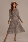 Leopard Long Sleeve Round Neck Smocked Tiered Midi Dress 6 Leopard Long Sleeve Round Neck Smocked Tiered Midi Dress - Image 4
