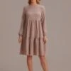 Solid Color Long Sleeve Round Neck High Waist Mini Dress -LILA Clothing Shop brld111204 1
