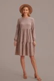 Solid Color Long Sleeve Round Neck High Waist Mini Dress