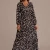 Floral Long Sleeve V Neck Maxi Dress -LILA Clothing Shop brld2060902 1
