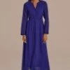 Dark Blue Long Sleeve V Neck Tiered Maxi Dress -LILA Clothing Shop brld2071402 1 1
