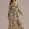 Floral Long Sleeve V Neck Buttons Maxi Dress With Pockets -LILA Clothing Shop brld2072802 1 1