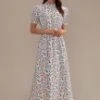 Floral Short Sleeve High Ruffle Neck Maxi Dress -LILA Clothing Shop brld2102005 1