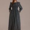 Black Floral Long Sleeve Round Neck Smocked Maxi Dress With Pockets -LILA Clothing Shop brld2102809 1