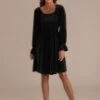 Black Long Sleeve Square Neck Midi Dress -LILA Clothing Shop brld22033003 1