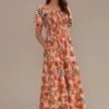 Floral Short Sleeve Square Neck Smocked Tiered Maxi Dress With Pockets -LILA Clothing Shop brld22072101 1