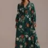 Multi Floral Long Sleeve V Neck Maxi Dress -LILA Clothing Shop brld22080910 1