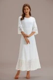 White Lace 3/4 Ruffle Sleeves Round Neck Maxi Dress 6 White Lace 3/4 Ruffle Sleeves Round Neck Maxi Dress - Image 4