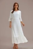 White Lace 3/4 Ruffle Sleeves Round Neck Maxi Dress 7 White Lace 3/4 Ruffle Sleeves Round Neck Maxi Dress - Image 5