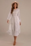 Polka Dot Print Long Sleeve Round Neck Tiered Midi Dress 5 Polka Dot Print Long Sleeve Round Neck Tiered Midi Dress - Image 3