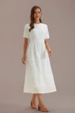 Cream High Neck Short Sleeve Lace Maxi Dress