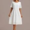 Embroidery Flowers Round Neck Short Sleeve Tiered Midi Dress -LILA Clothing Shop brld3032303 1