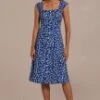 Floral Sleeveless Square Neck Buttons Midi Dress -LILA Clothing Shop brld3052502 1