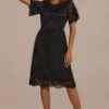 Black Lace Short Sleeve Round Neck Midi Dress -LILA Clothing Shop brld3062902 1