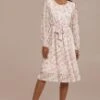 Floral Long Sleeve Round Neck Tie Up Pleat Midi Dress -LILA Clothing Shop brld3062904 1