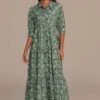 Green Floral Half Sleeve V Neck Maxi Dress -LILA Clothing Shop brld3101901 1