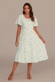 Floral Short Sleeve Round Neck Tiered Midi Dress