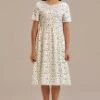 Floral Short Sleeve Round Neck Midi Dress -LILA Clothing Shop brld3101920 1