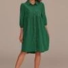 Green 3/4 Sleeve Button Down Midi Dress -LILA Clothing Shop brld3102604 1