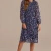 Floral Long Sleeve High Neck Smocked Tiered Midi Dress -LILA Clothing Shop d2072801 1