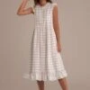 Cornsilk Sleeveless Ruffled Collar Round Neck High Waist Midi Dress With Pockets -LILA Clothing Shop dsc05383