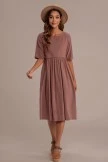 Half Sleeve Round Neck Cotton Mom Midi Dress With Pockets 6 Half Sleeve Round Neck Cotton Mom Midi Dress With Pockets - Image 4