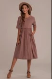 Half Sleeve Round Neck Cotton Mom Midi Dress With Pockets 8 Half Sleeve Round Neck Cotton Mom Midi Dress With Pockets - Image 6